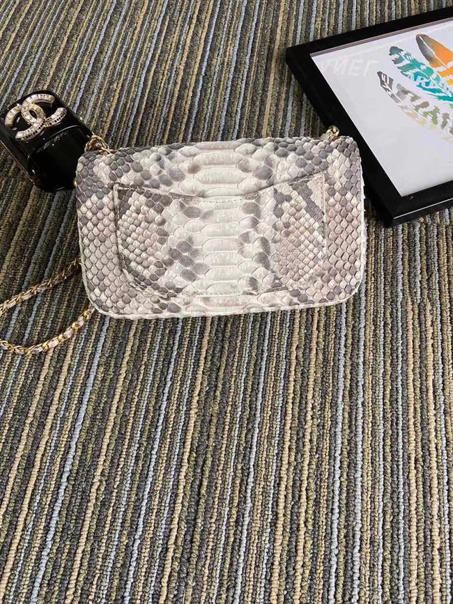 Chanel Original Small Snake skin flap bag AS1116 light grey