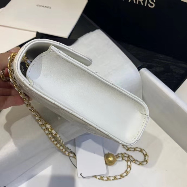 Chanel Original Small classic Sheepskin Shoulder Bag AP1448 white