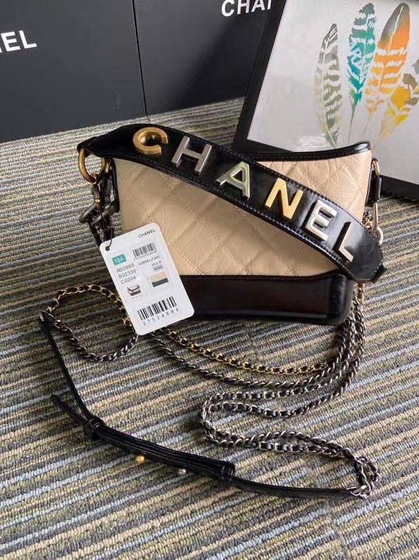 Chanel gabrielle small hobo bag S0865 apricot&black