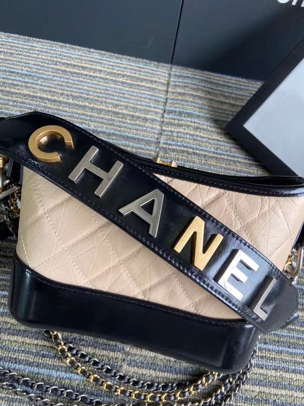 Chanel gabrielle small hobo bag S0865 apricot&black