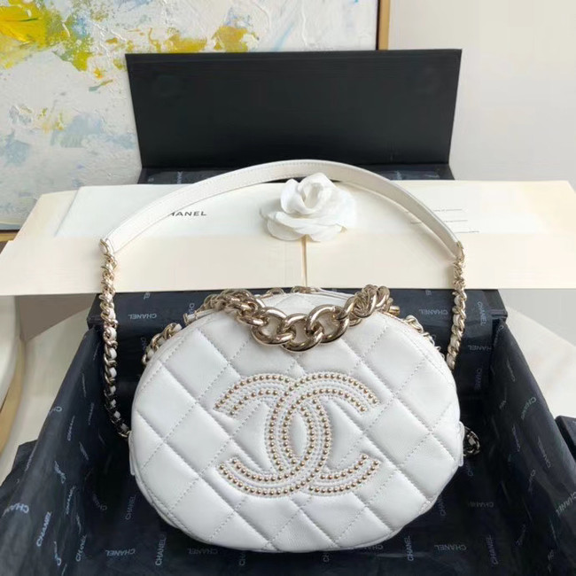 Chanel Original Small classic Sheepskin camera bag AS1511 white