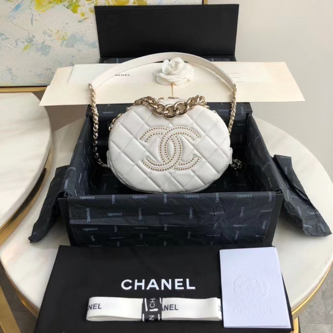 Chanel Original Small classic Sheepskin camera bag AS1511 white