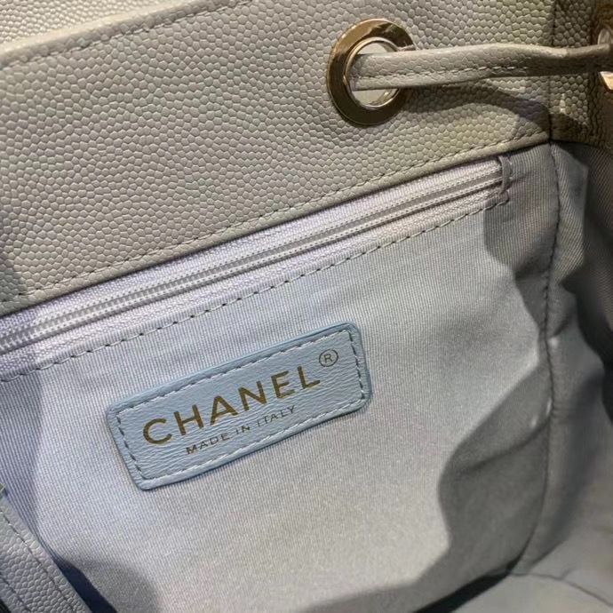 Chanel backpack Grained Calfskin & Gold-Tone Metal AS1371 Gray