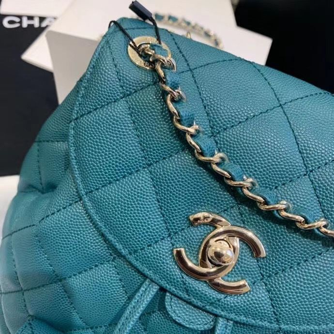 Chanel backpack Grained Calfskin & Gold-Tone Metal AS1371 Green