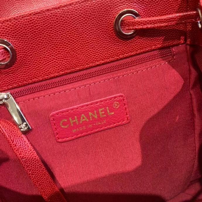 Chanel backpack Grained Calfskin & Gold-Tone Metal AS1371 Red