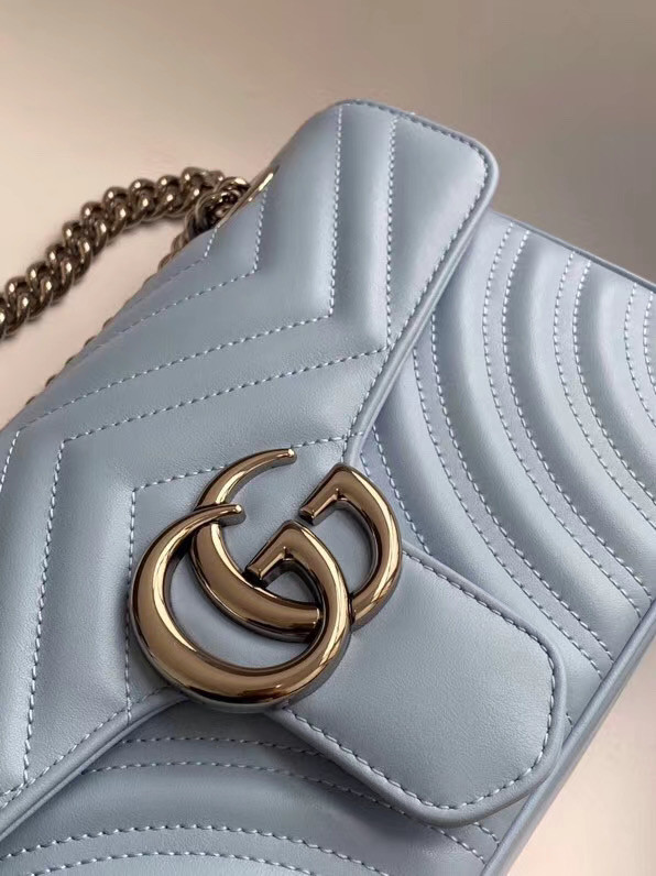 Gucci GG Marmont small shoulder bag 443497 Pastel blue