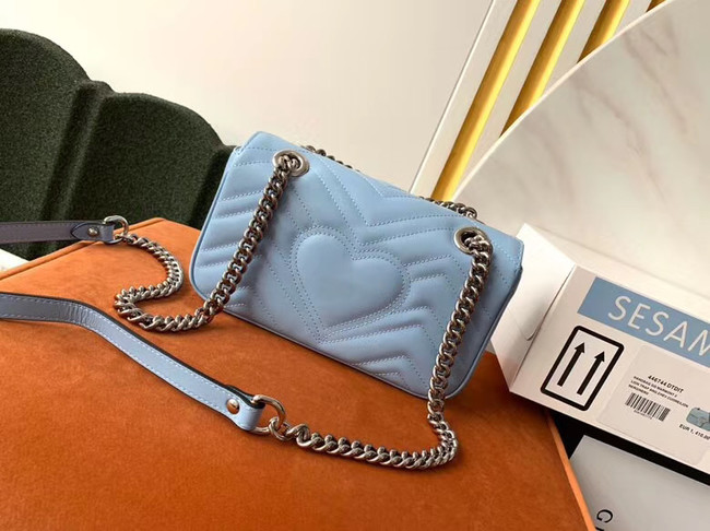 Gucci GG Marmont small shoulder bag 446744 Pastel blue