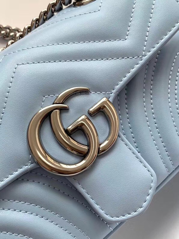 Gucci GG Marmont small shoulder bag 446744 Pastel blue