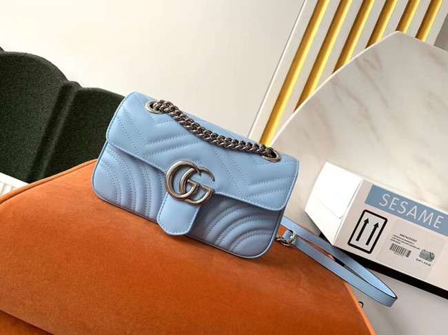 Gucci GG Marmont small shoulder bag 446744 Pastel blue