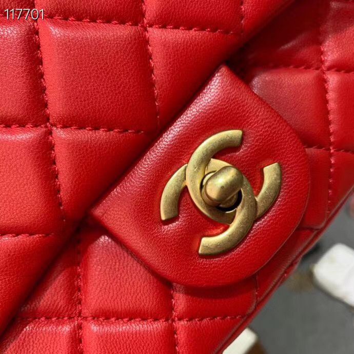 Chanel MINI Flap Bag Original Sheepskin Leather AS1786 Red