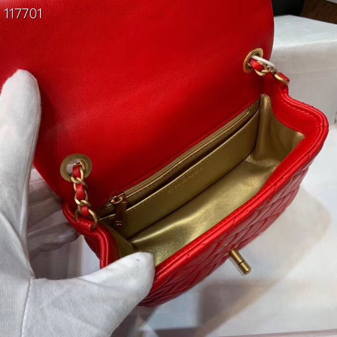 Chanel MINI Flap Bag Original Sheepskin Leather AS1786 Red