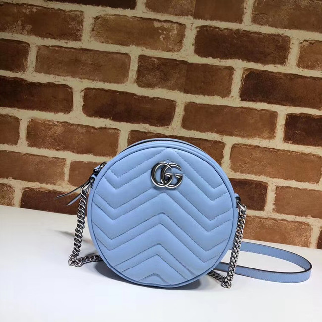 Gucci GG Marmont mini round shoulder bag 550154 Pastel blue