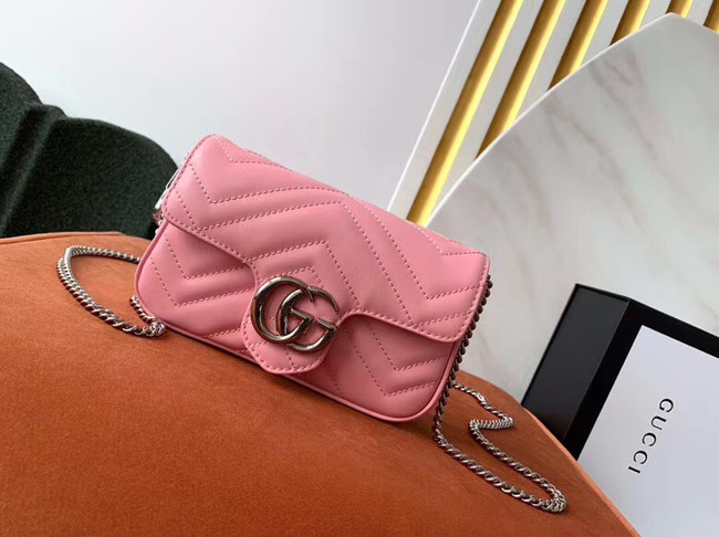 Gucci GG Marmont super mini bag 476433 Pastel pink