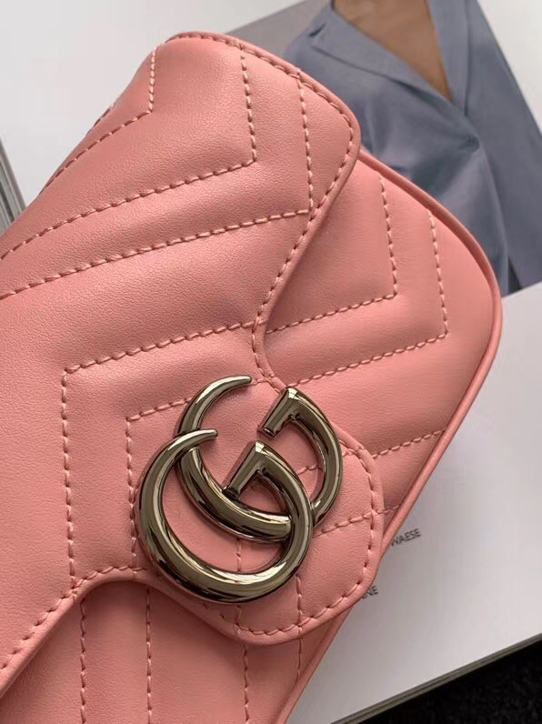 Gucci GG Marmont super mini bag 476433 Pastel pink