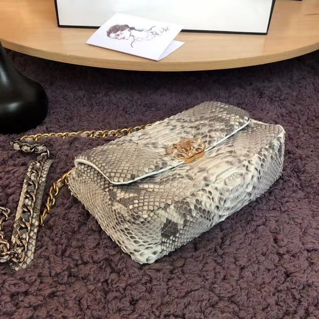 CHANEL 19 Flap Bag Original Snake skin flap bag AS1160 grey