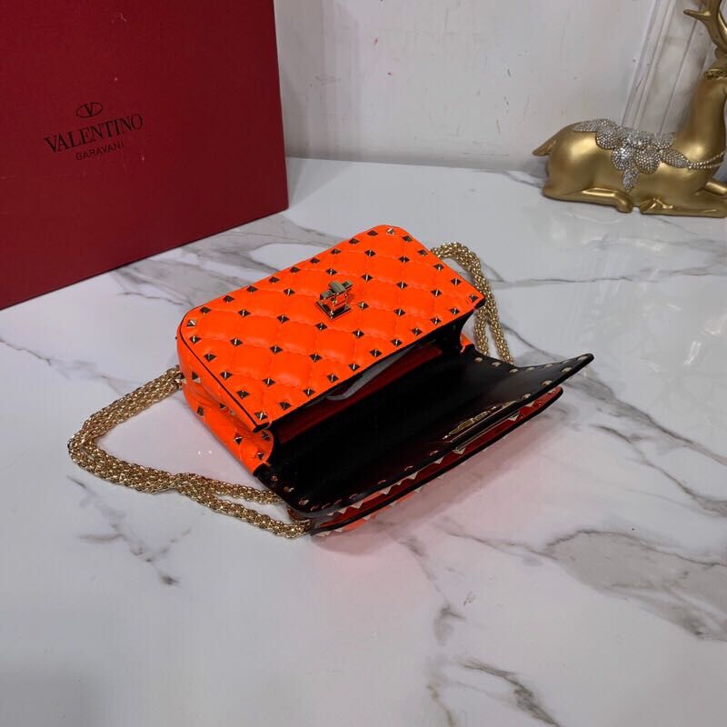 Valentino Garavani Rockstud Spike Original Leather Bag V0124 Orange