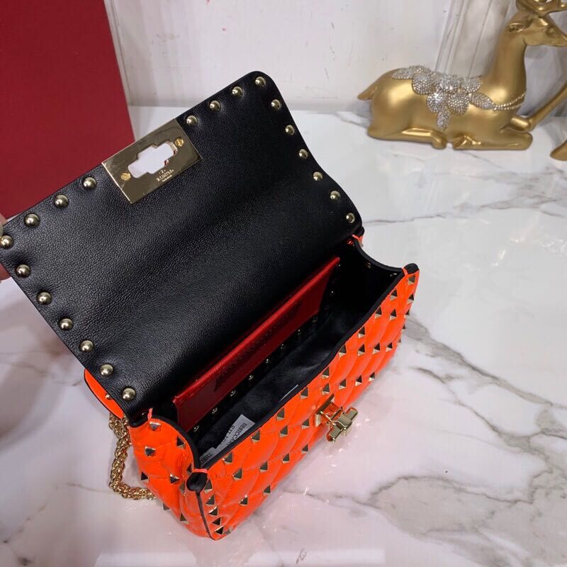 Valentino Garavani Rockstud Spike Original Leather Bag V0124 Orange