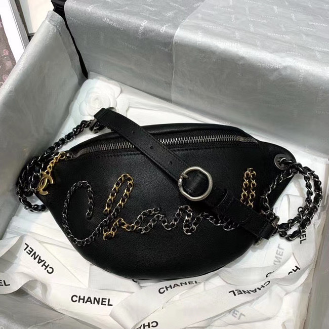 Chanel 19 Bodypack Sheepskin Leather AS1783 black