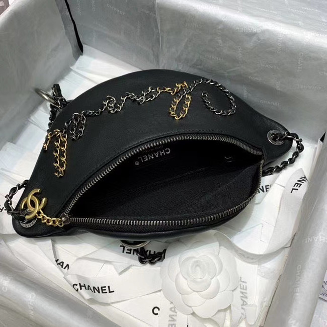 Chanel 19 Bodypack Sheepskin Leather AS1783 black