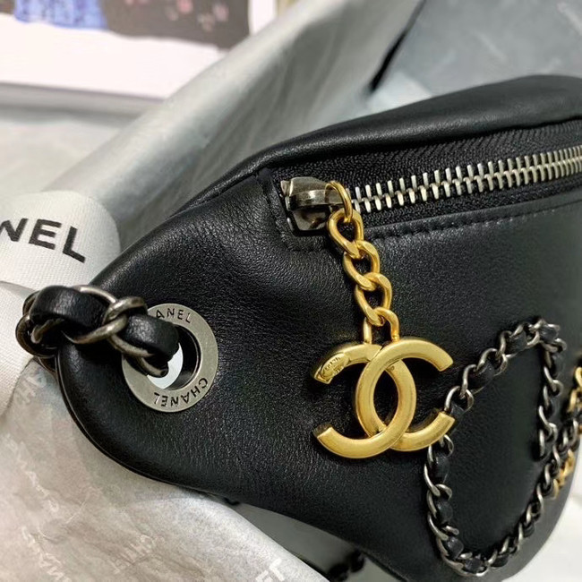 Chanel 19 Bodypack Sheepskin Leather AS1783 black