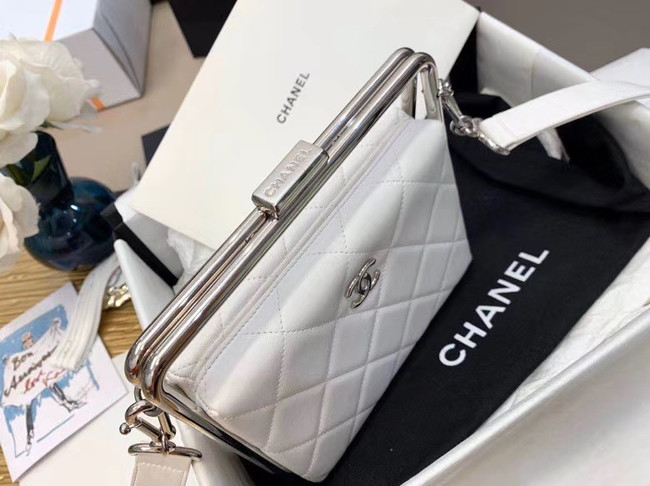 Chanel Original Sheepskin Leather clutch bag AS1732 white