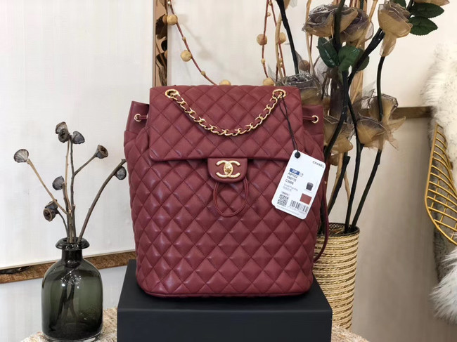 Chanel Backpack Sheepskin Original Leather 83431 Burgundy