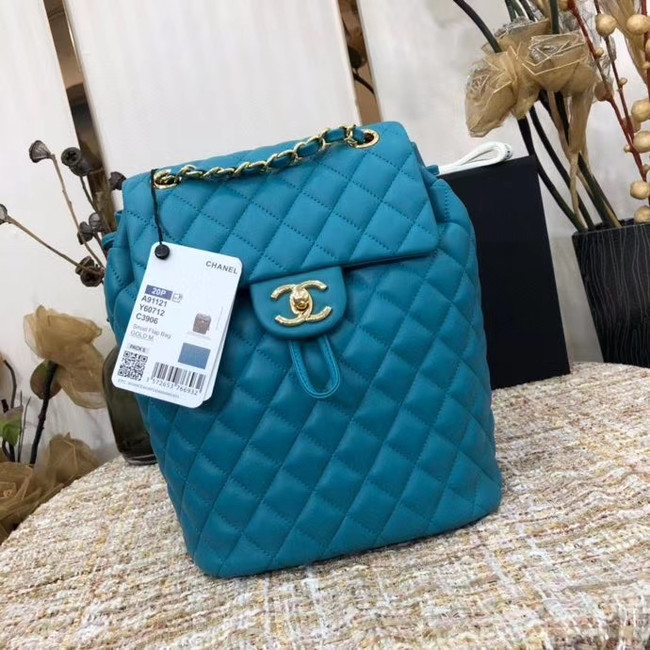 Chanel Backpack Sheepskin Original Leather 83431 sky blue