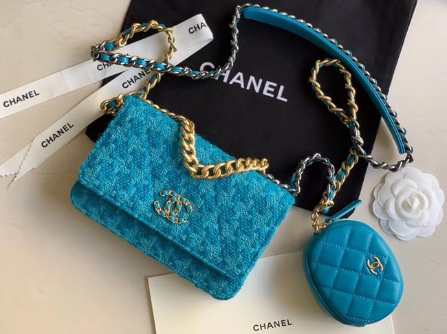 CHANEL 19 Flap Bag WOC 33817 blue