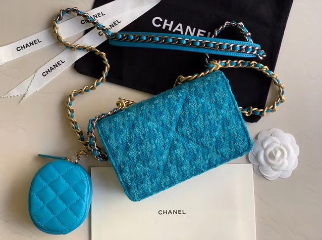 CHANEL 19 Flap Bag WOC 33817 blue