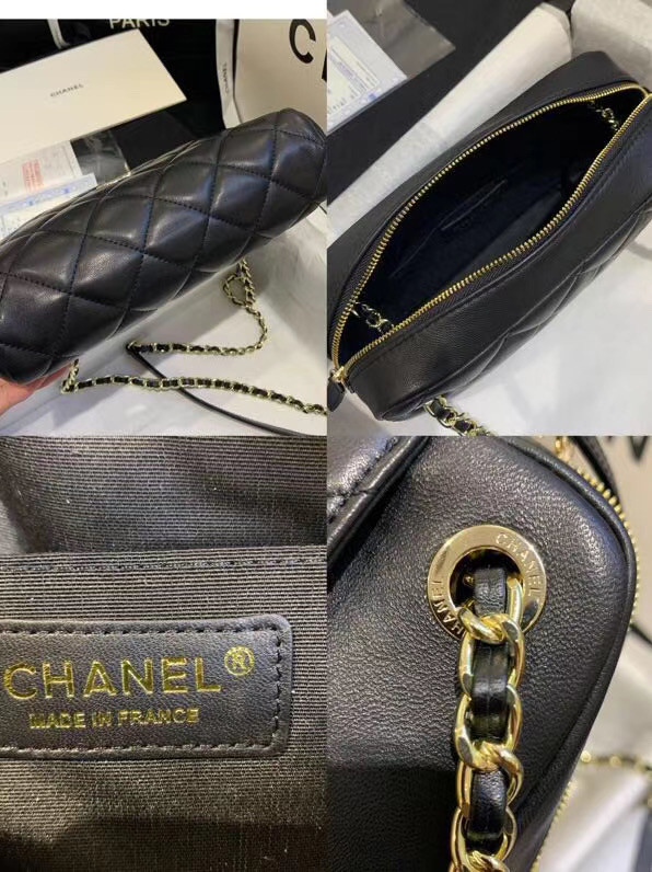 CHANEL Small camera bag lambskin & Gold-Tone Metal AS1367 black