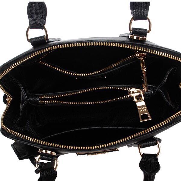 Prada Original Leather Medium Shell Bag P0837 Black