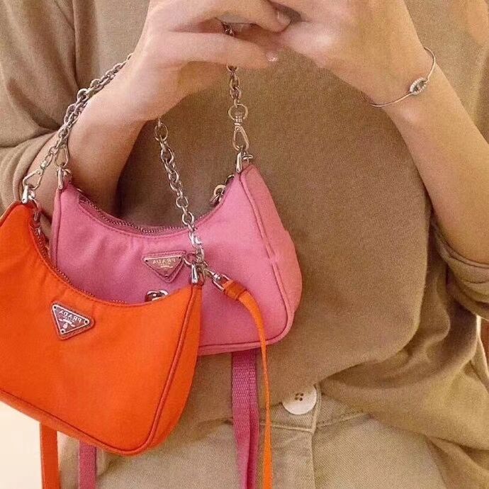 Prada Re-Edition nylon mini shoulder bag 1TT122 pink