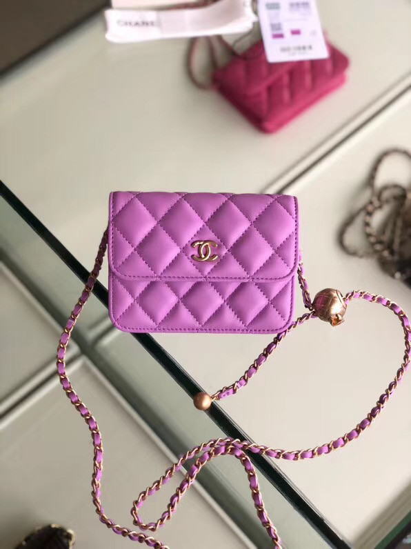 Chanel Sheepskin Original Leather Pocket P0146 Lavender