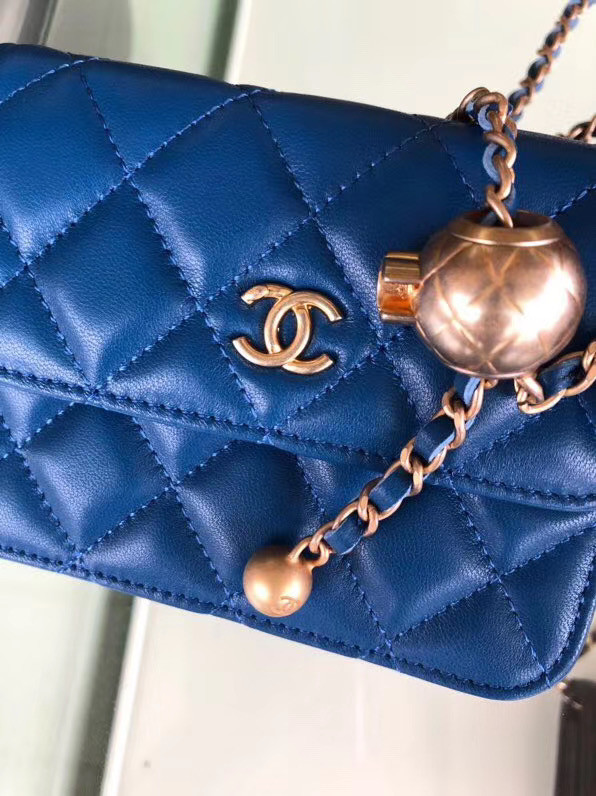 Chanel Sheepskin Original Leather Pocket AP0146 blue