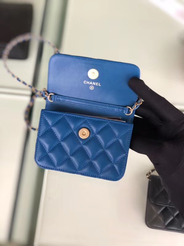 Chanel Sheepskin Original Leather Pocket AP0146 blue