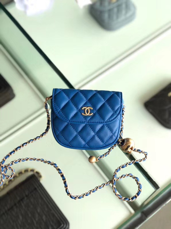 Chanel Sheepskin Original Leather Pocket AP1461 blue