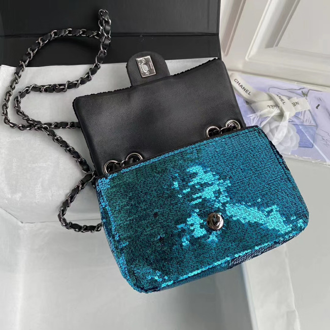 Chanel Original flap bag Sequins&sheepskin AS1448 blue