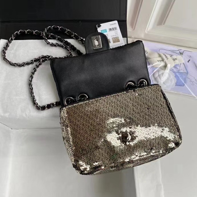 Chanel Original flap bag Sequins&sheepskin AS1448 grey