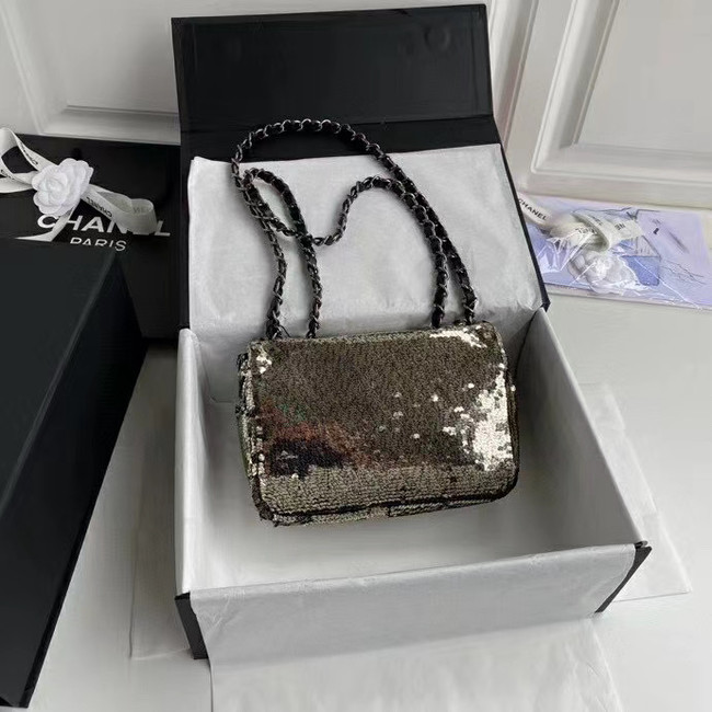 Chanel Original flap bag Sequins&sheepskin AS1448 grey