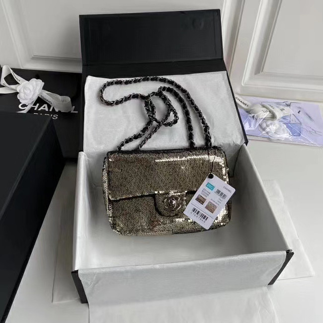 Chanel Original flap bag Sequins&sheepskin AS1448 grey