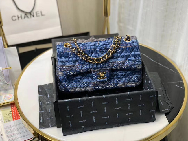 Chanel Original flap bag Twill soft A01112 blue