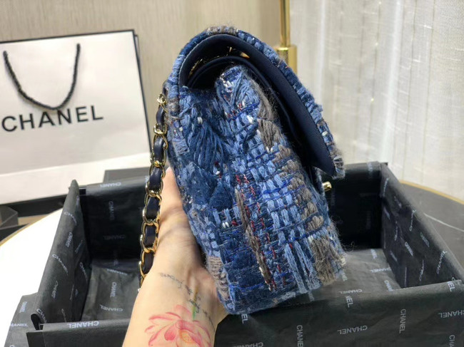 Chanel Original flap bag Twill soft A01112 blue