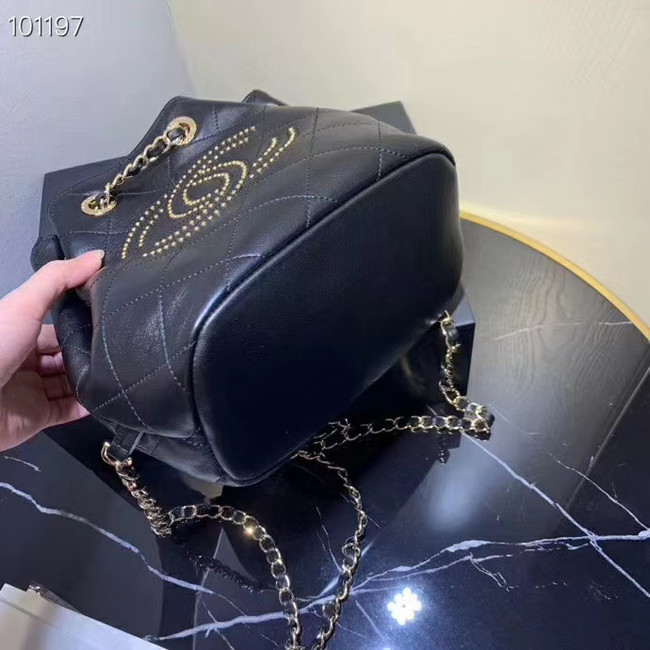 CHANEL Calfskin small Backpack & gold-Tone Metal AS1614 black