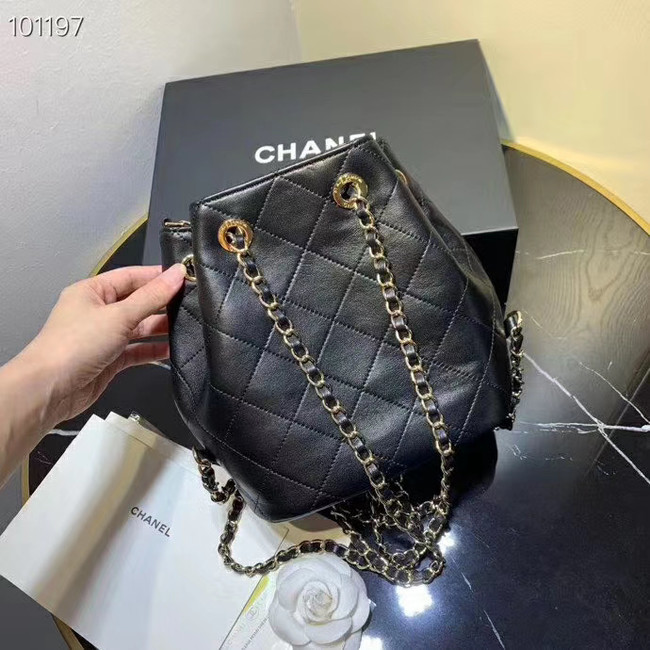 CHANEL Calfskin small Backpack & gold-Tone Metal AS1614 black