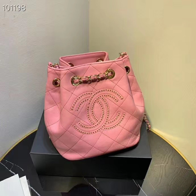 CHANEL Calfskin small Backpack & gold-Tone Metal AS1614 pink