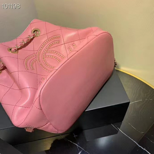 CHANEL Calfskin small Backpack & gold-Tone Metal AS1614 pink