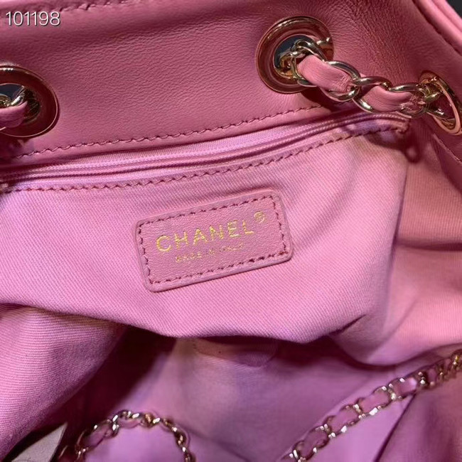 CHANEL Calfskin small Backpack & gold-Tone Metal AS1614 pink