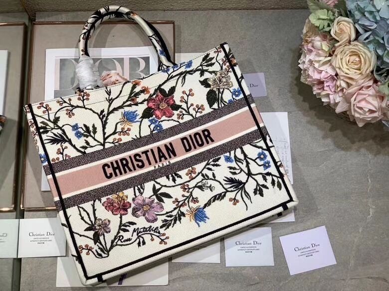 DIOR BOOK TOTE EMBROIDERED CANVAS BAG C1287-13