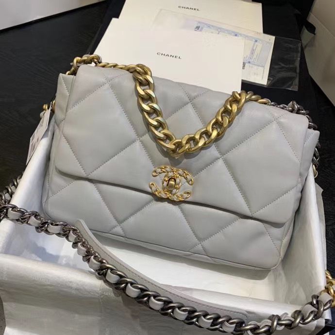 CHANEL 19 Flap Bag AS1160 AS1161 AS1162 Light Gray