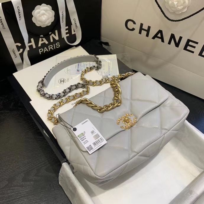 CHANEL 19 Flap Bag AS1160 AS1161 AS1162 Light Gray